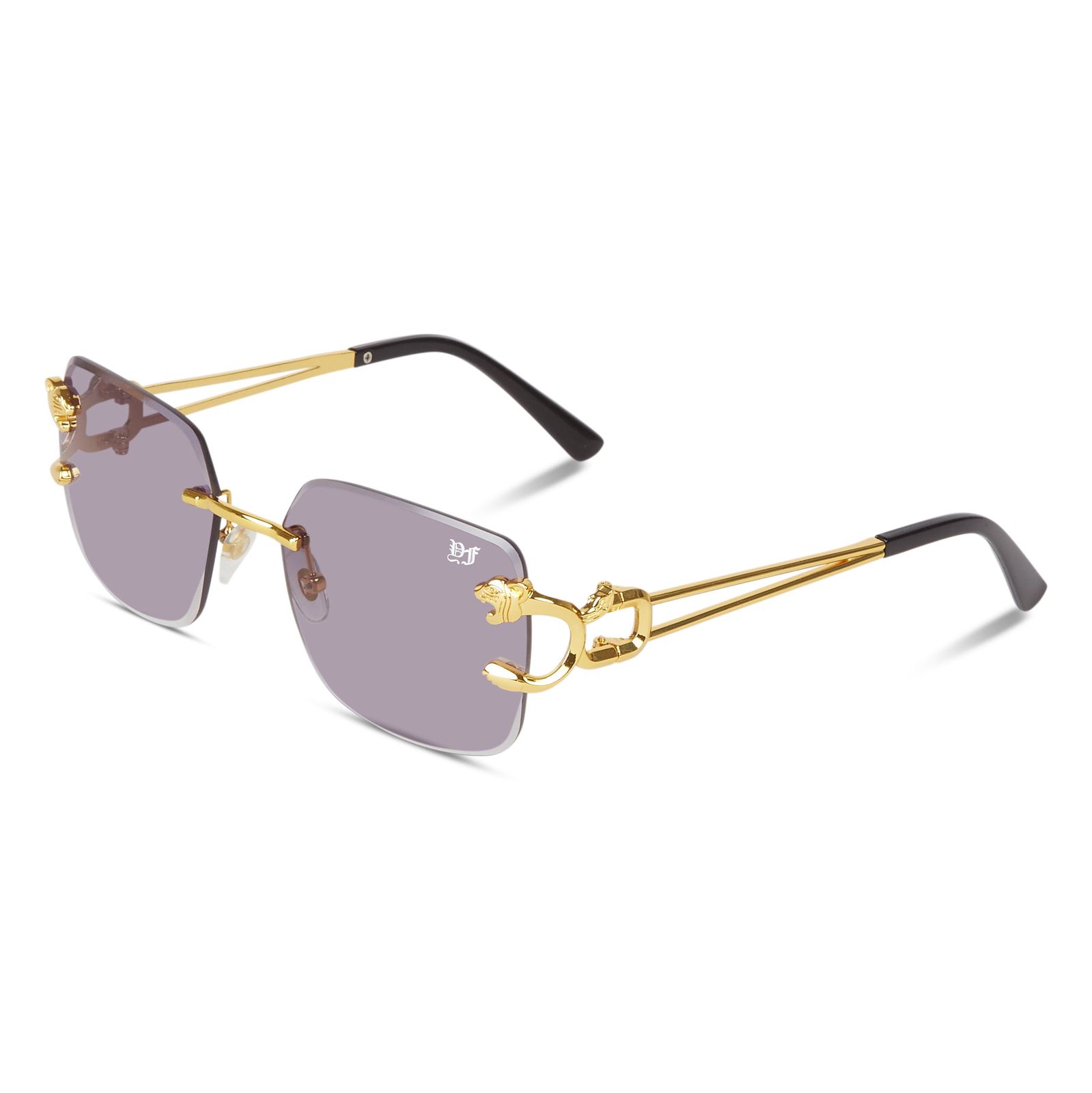 Square Gold Frame Sunglasses Grey Lense