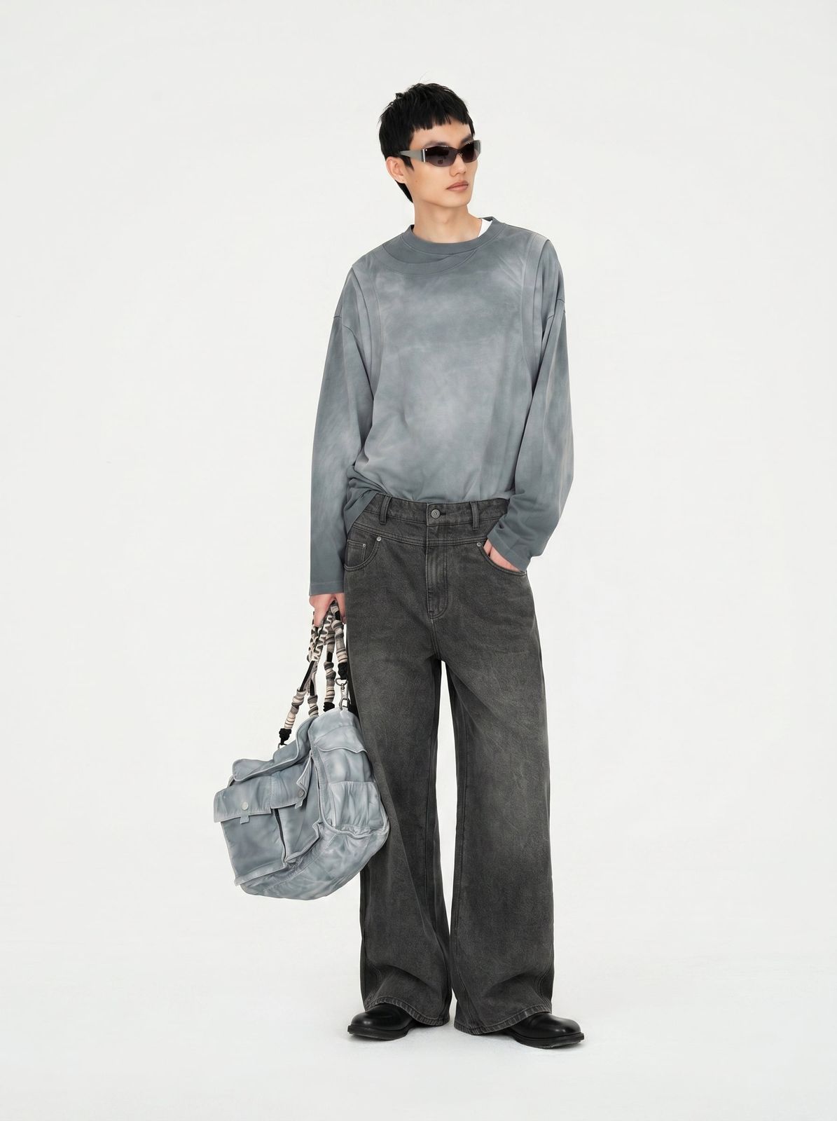 WIDE LEG DENIM TROUSERS