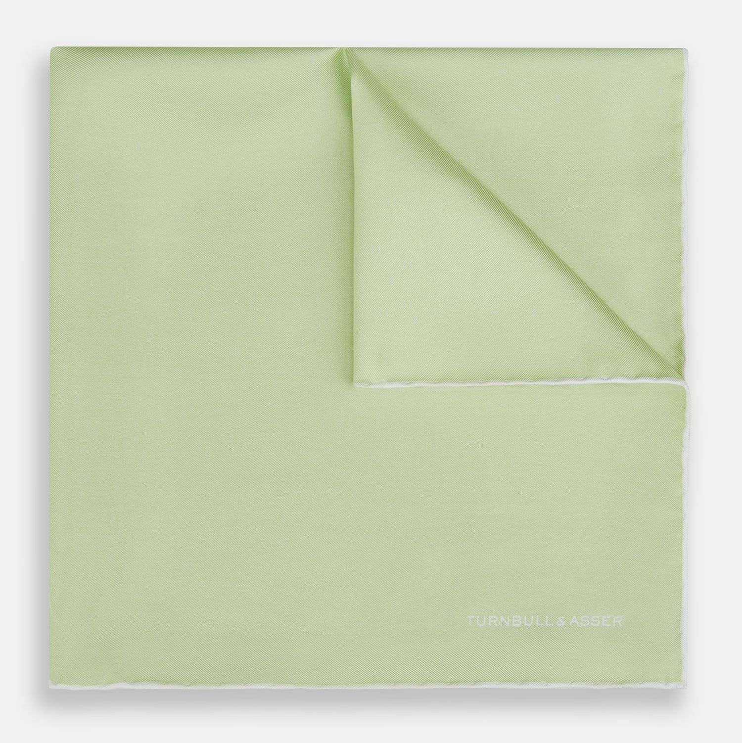 Mint And Ecru Piped Silk Pocket Square
