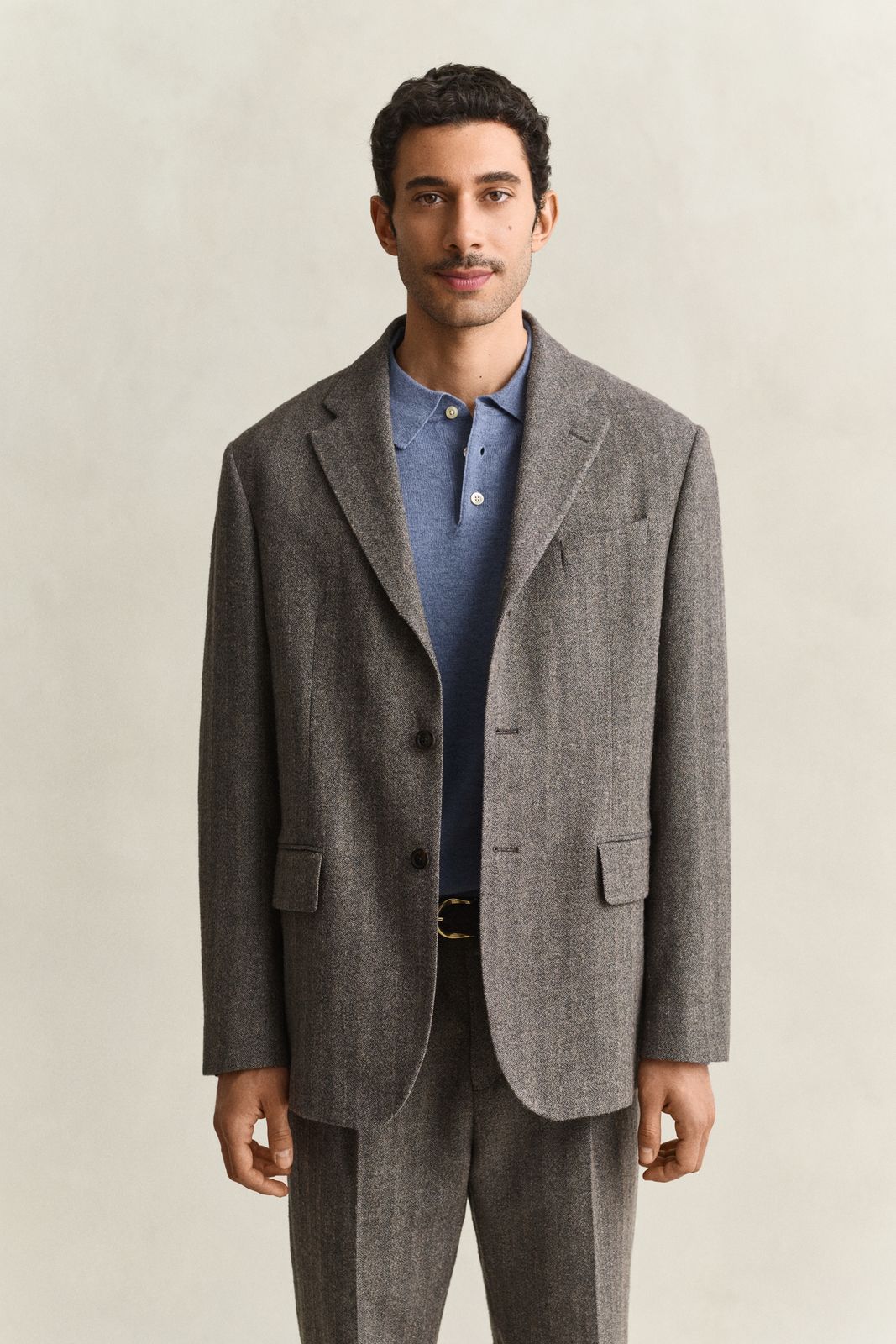 Pinstriped Suit Jacket - SHADOW BROWN