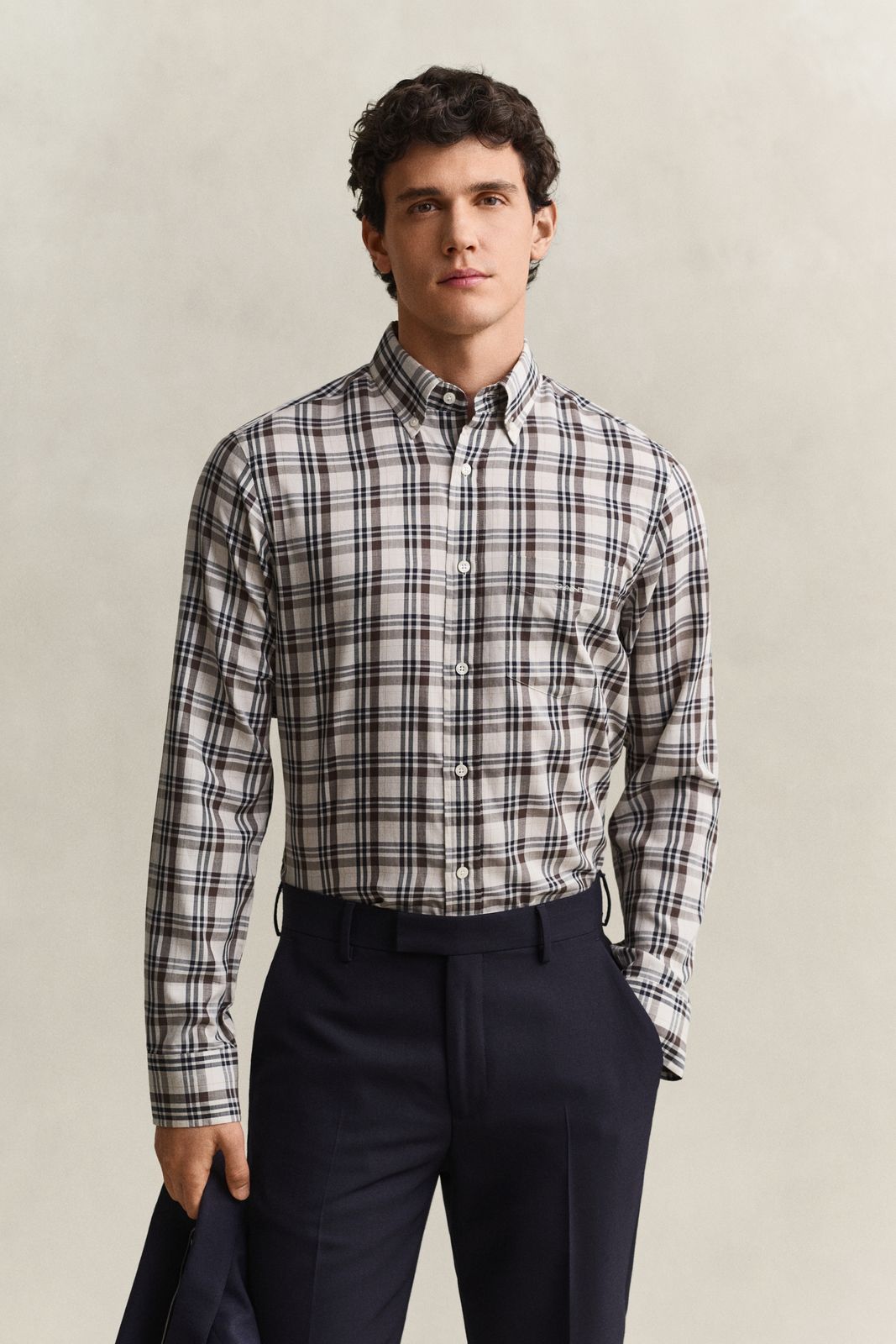 Checked Twill Shirt - FADED TAUPE