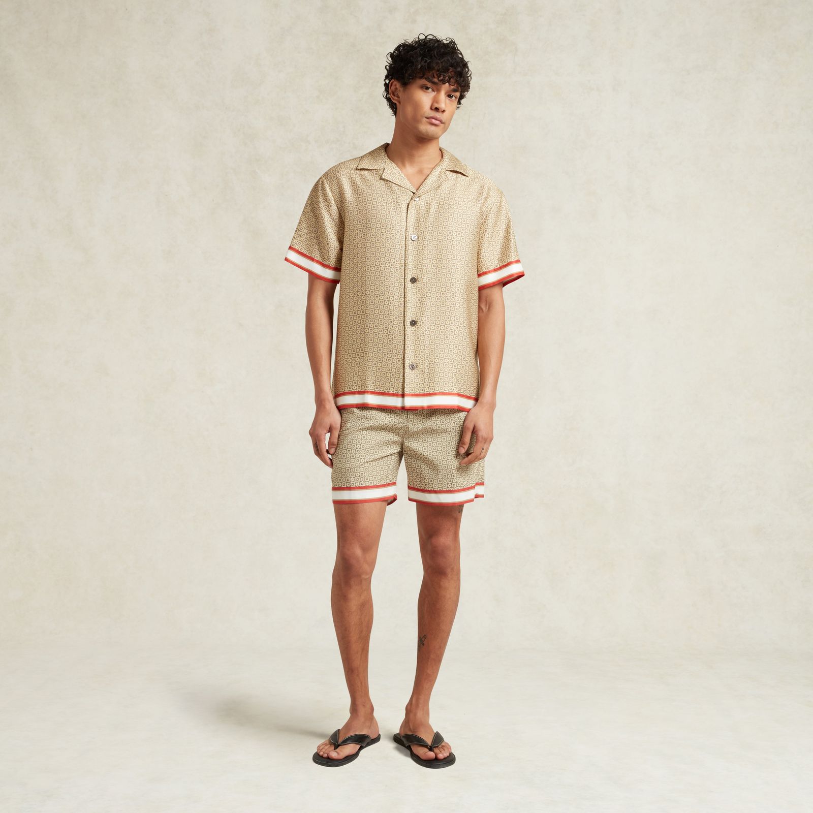 Ramon Geo Print Recycled Polyester Swimshort - Gold