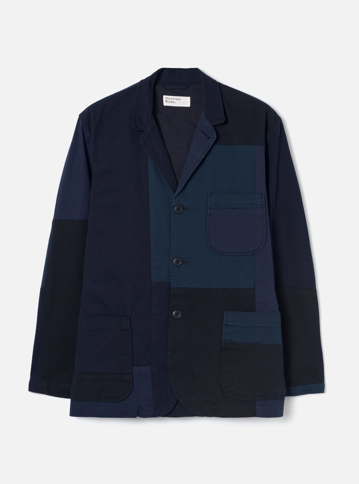 Navy Patchwork Twill Three Button Jacket
