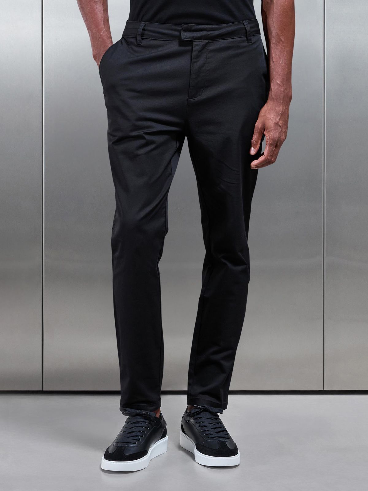 Slim Fit Tailored Chino Trouser in Black