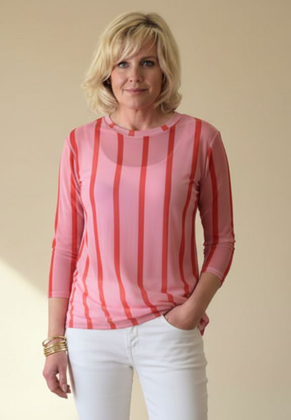 Henley Mesh Layering Top