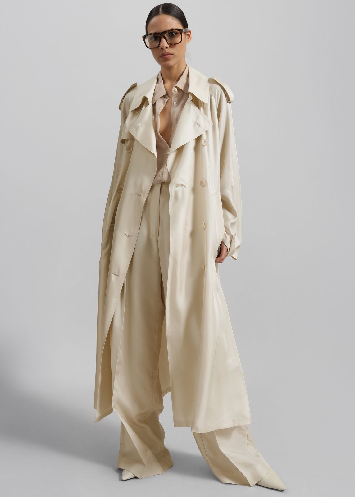 Veyron Silk Trench - Light Beige