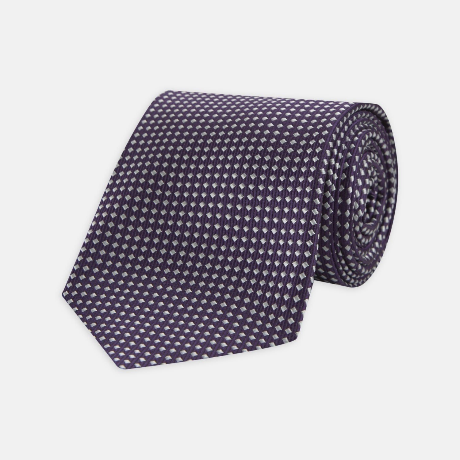 Plum And White Diamond Silk Tie