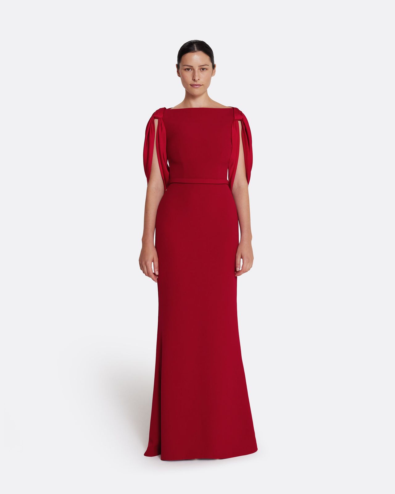 Mimi Long Dress in Cherry Red on Azalea Red