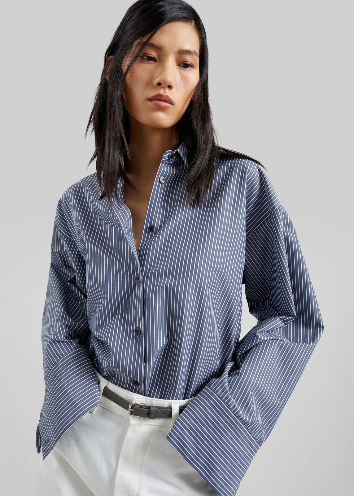 Menton Oversized Shirt - Navy/White Stripe