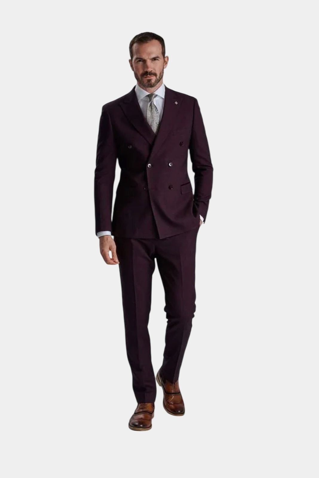 Regent Wine Double-breasted Two Piece Suit
