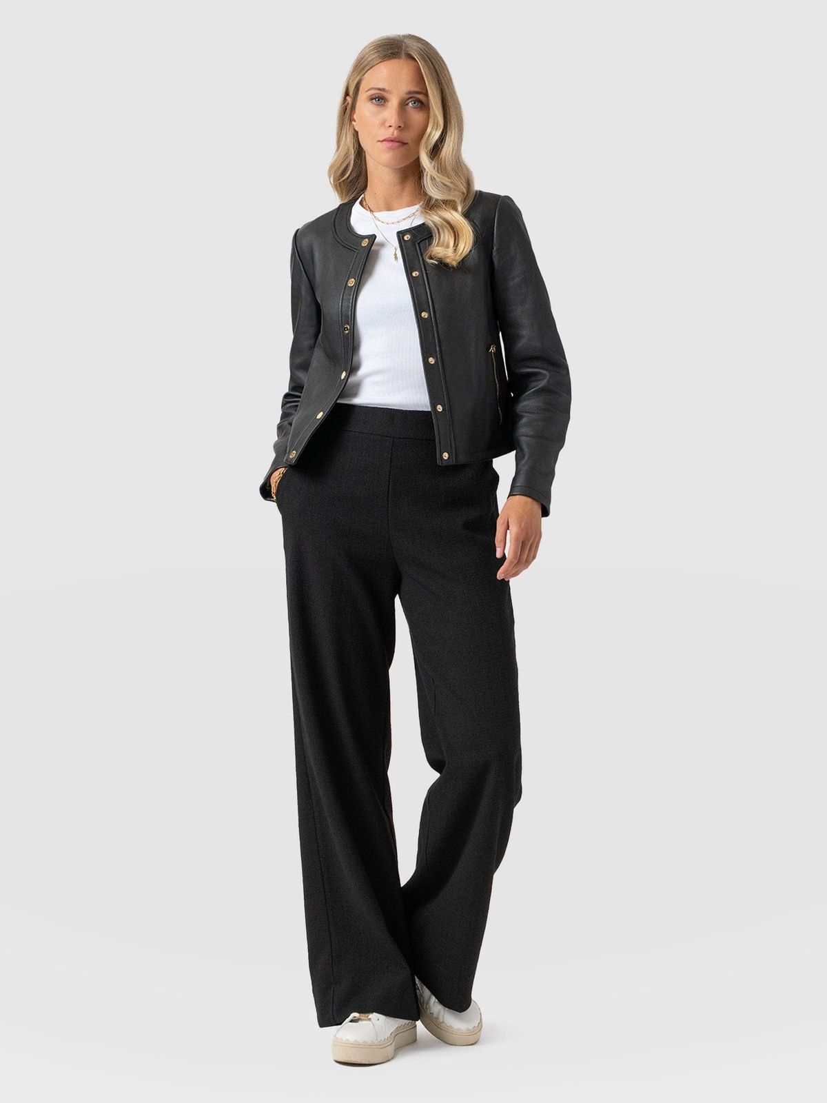 Arden Wide Leg Pant - Black Boucle
