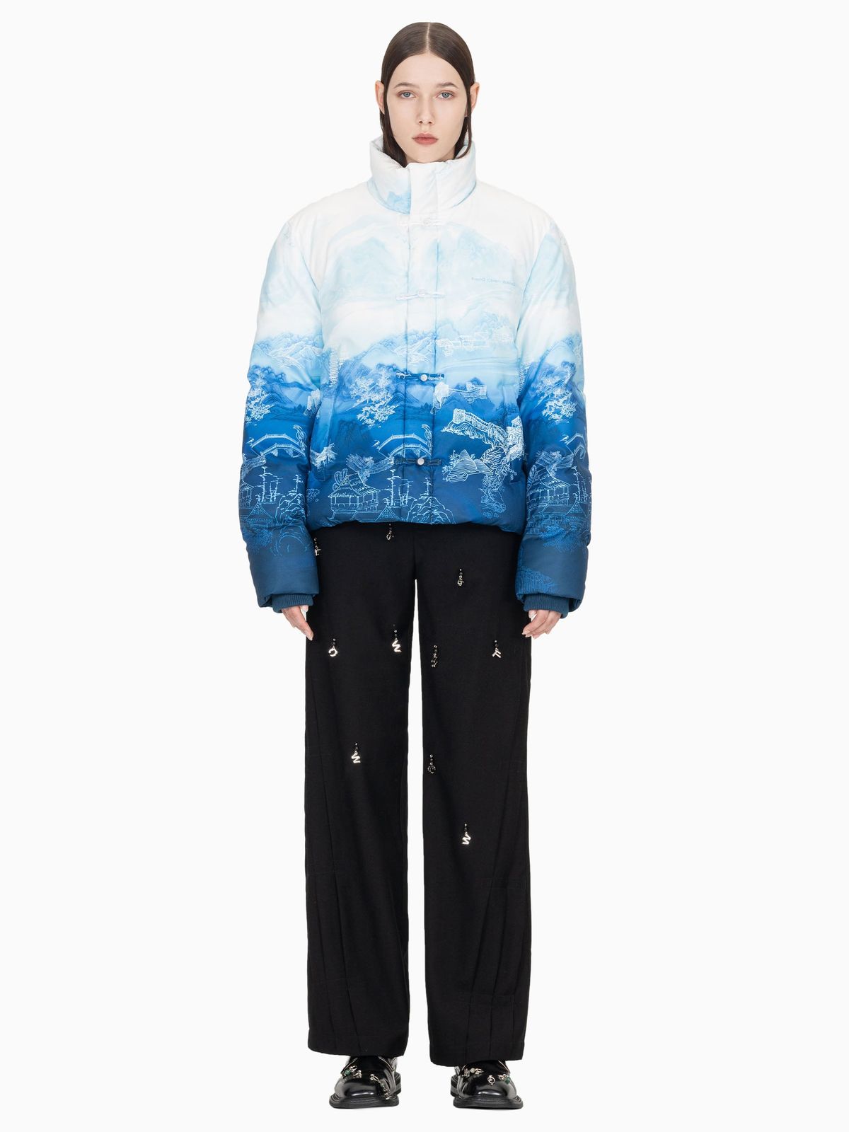 CHINESE PAINTING PRINT PUFFER JACKET