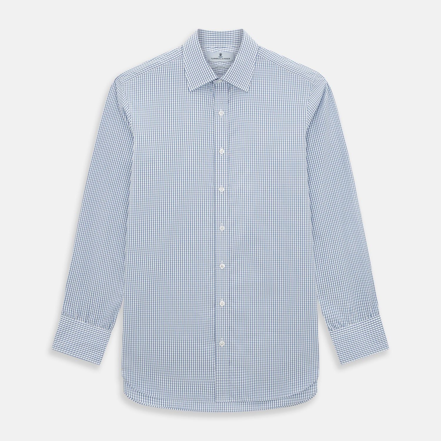 Sky Blue Micro Shadow Check Mayfair Shirt