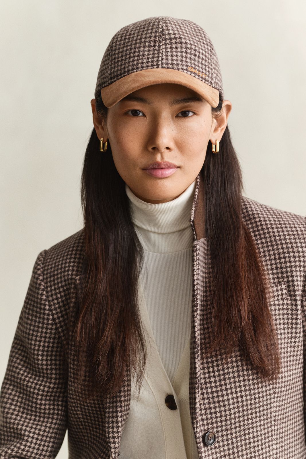 Checked Wool Cap - FADED TAUPE