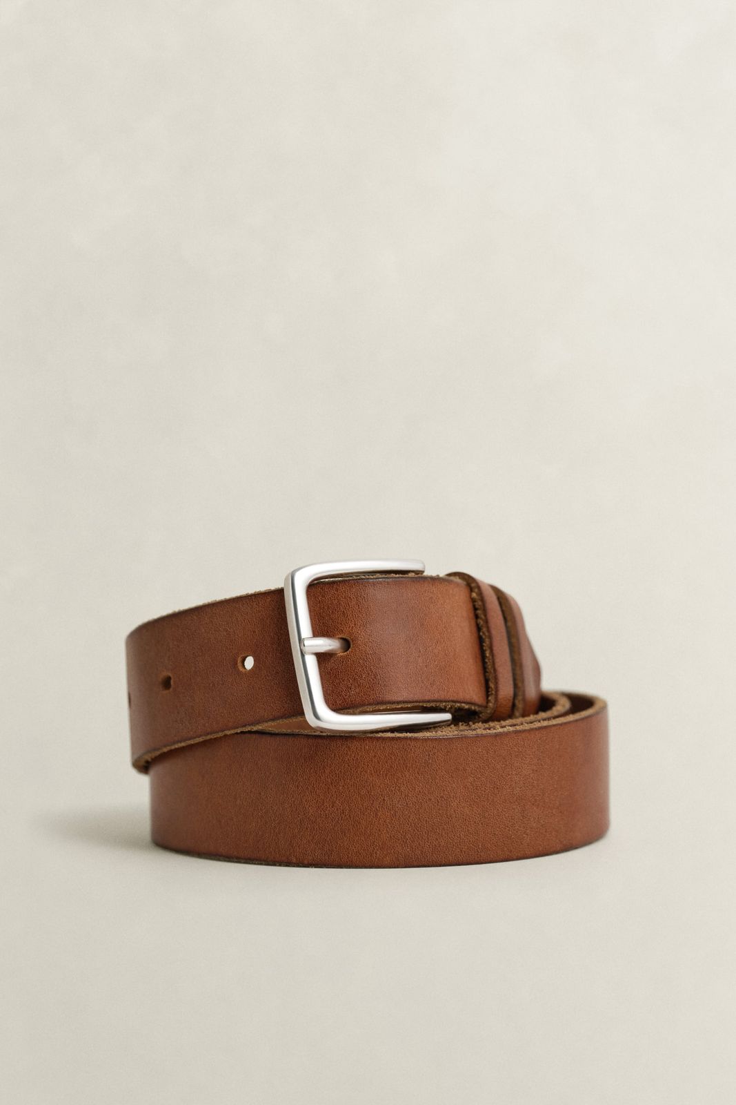 Tumbled Leather Belt - TOBACCO BROWN