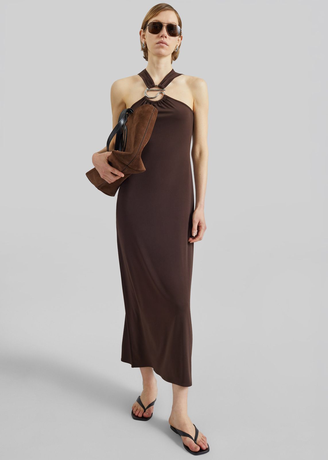 Coperni C Logo Crossed Dress - Brown
