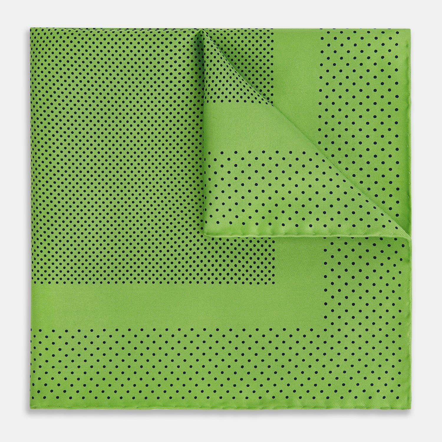 Kelly Green Dot Silk Pocket Square