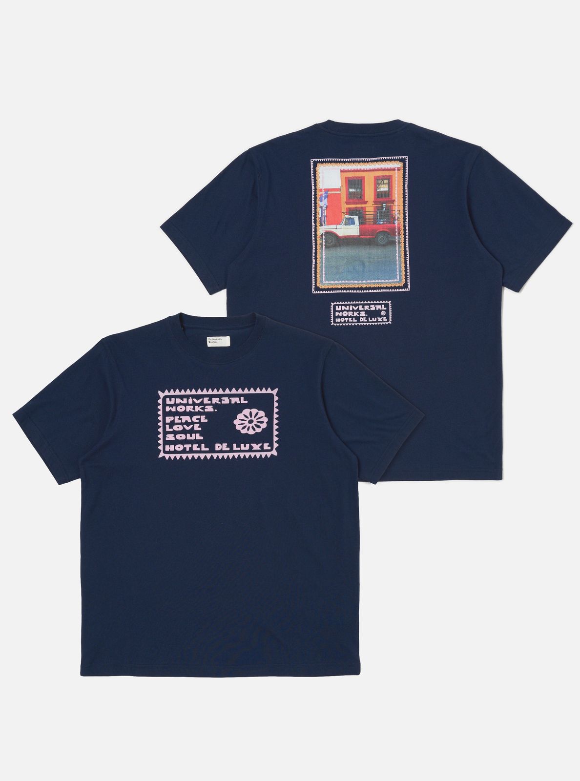 Navy/pink Single Jersey Pickup Print Tee