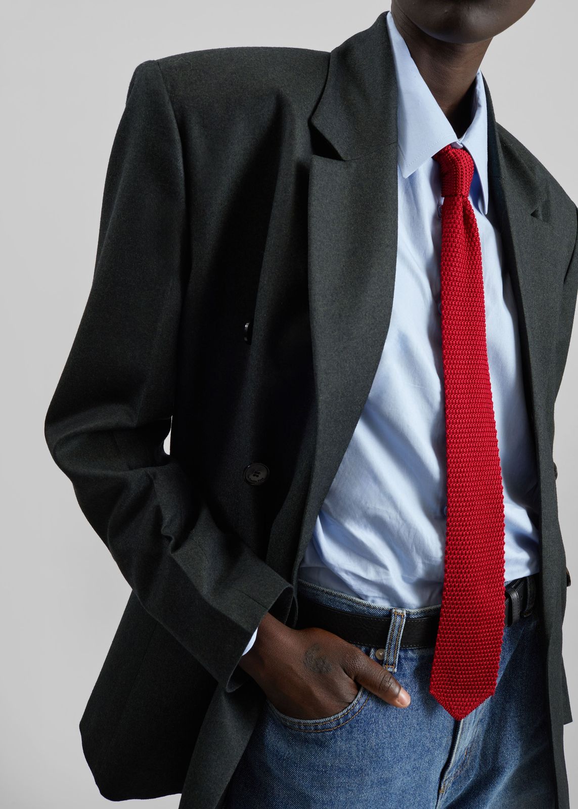 Zira Knitted Silk Tie - Red