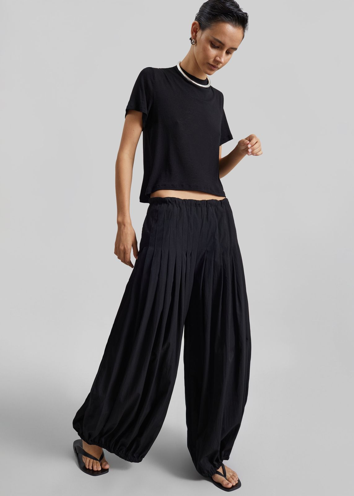 Berson Gathered Balloon Pants - Black