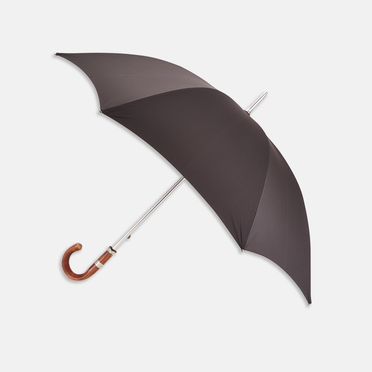 Dark Grey Umbrella With Chestnut Crook