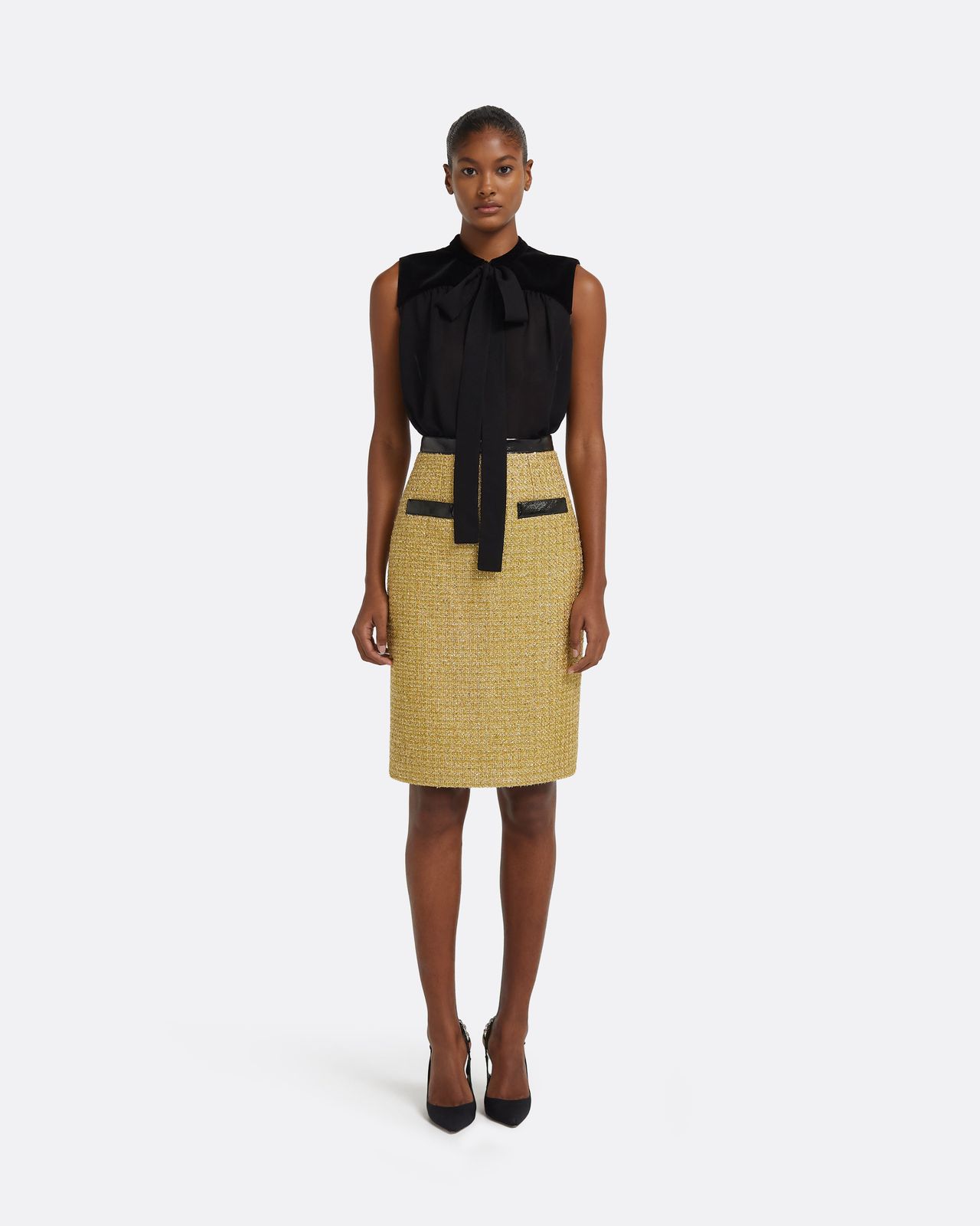 Lucas Midi Skirt in Yellow Gold