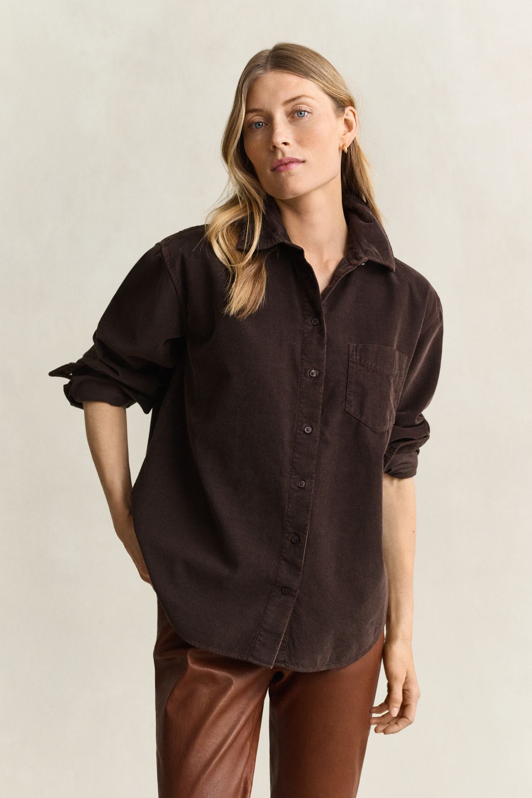 Relaxed Corduroy Shirt - RUBY RED