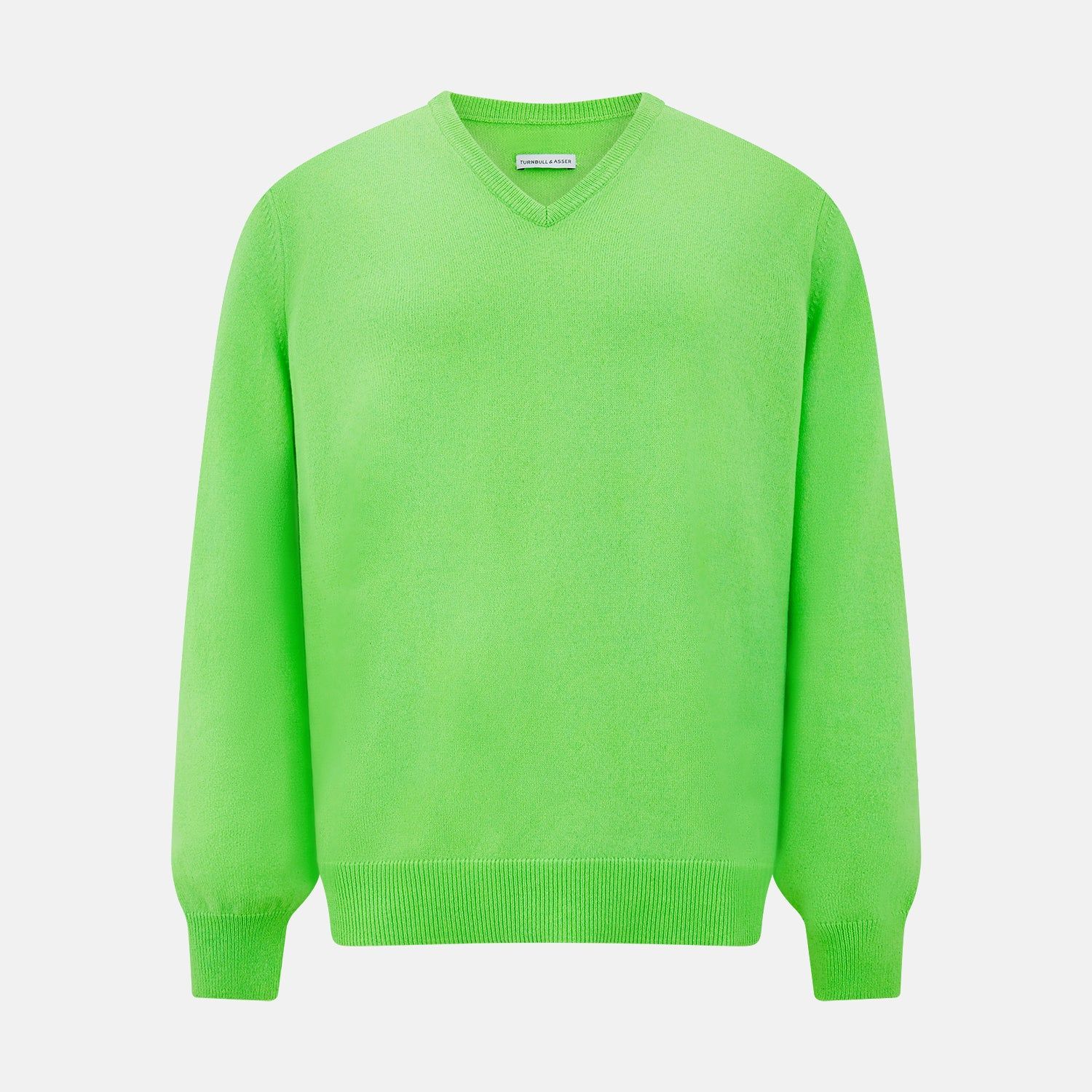 Bright Green Cashmere V-neck Jumper