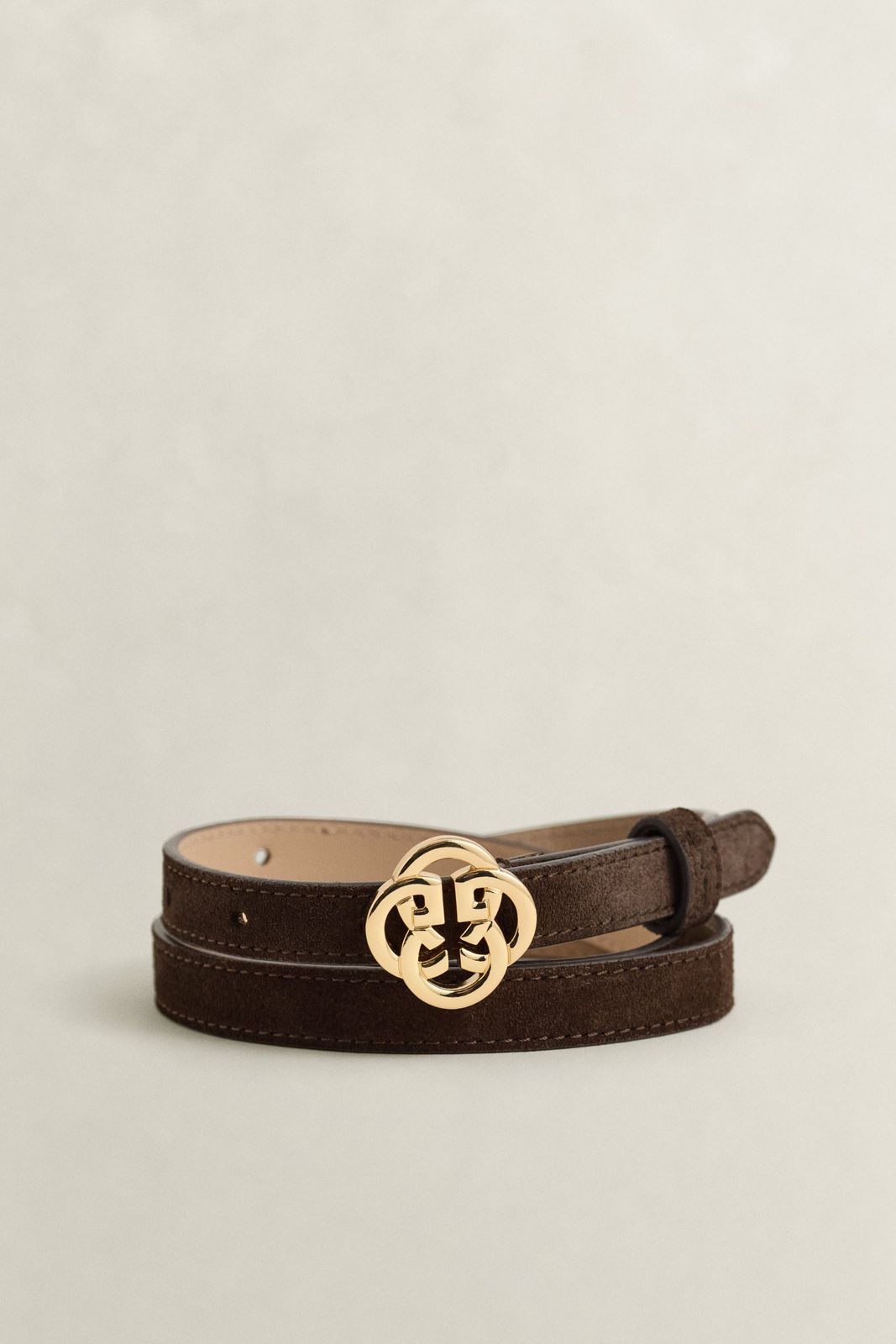 Monogram Suede Belt - DEEP BROWN