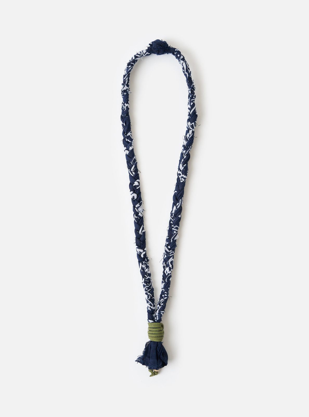 Hanami Of Rome Blue/military Green Leather Bandana Necklace No.57