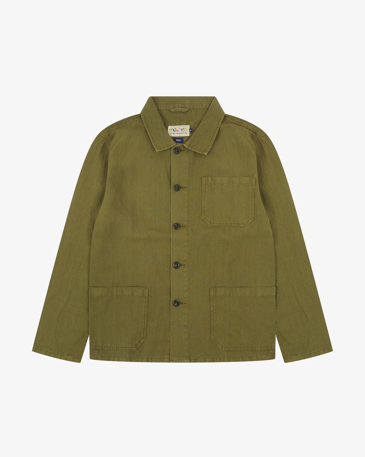 3001 Linen Blend Overshirt - Woodland Green