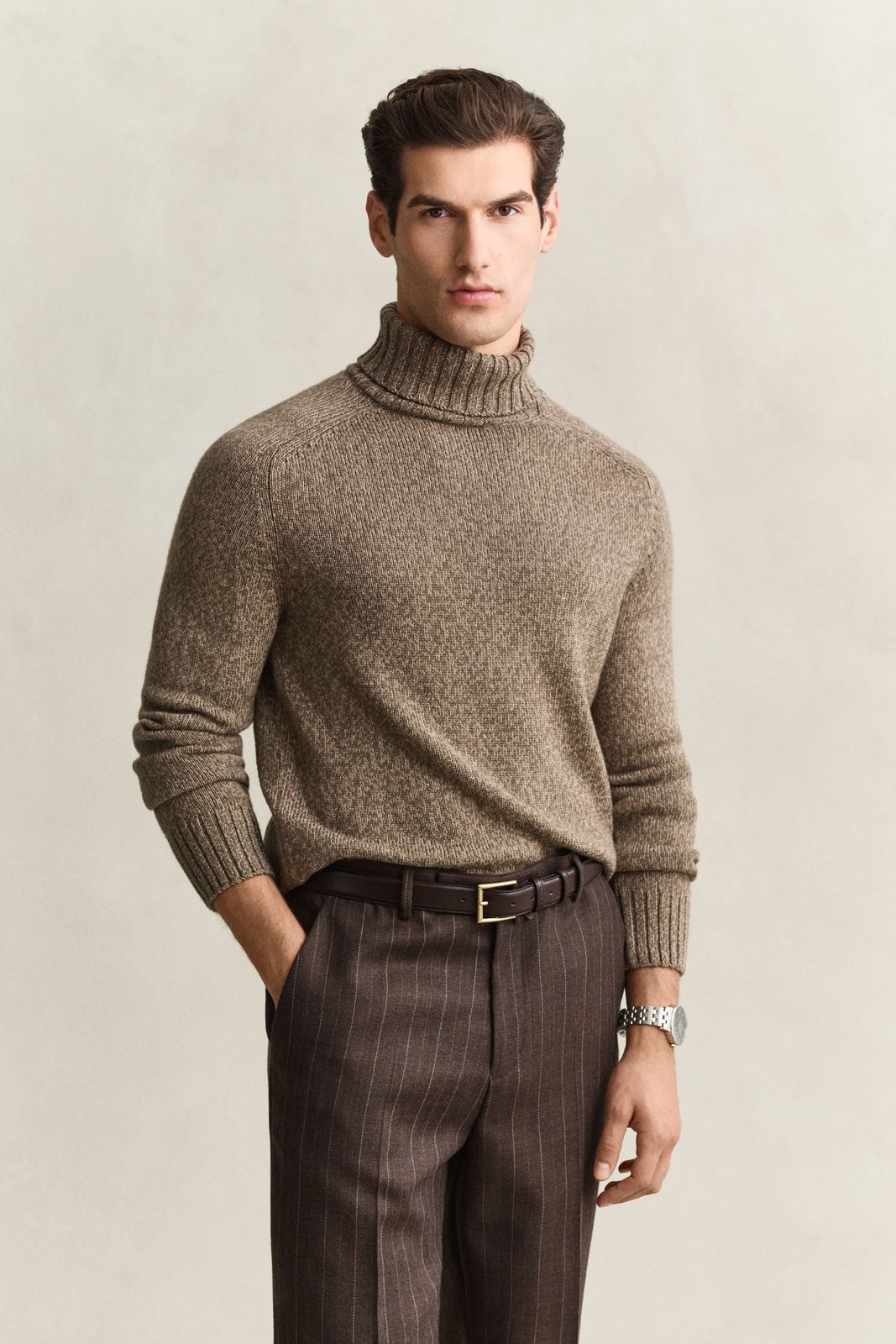 Wool Mouliné Blend Turtleneck Sweater - EVENING BLUE