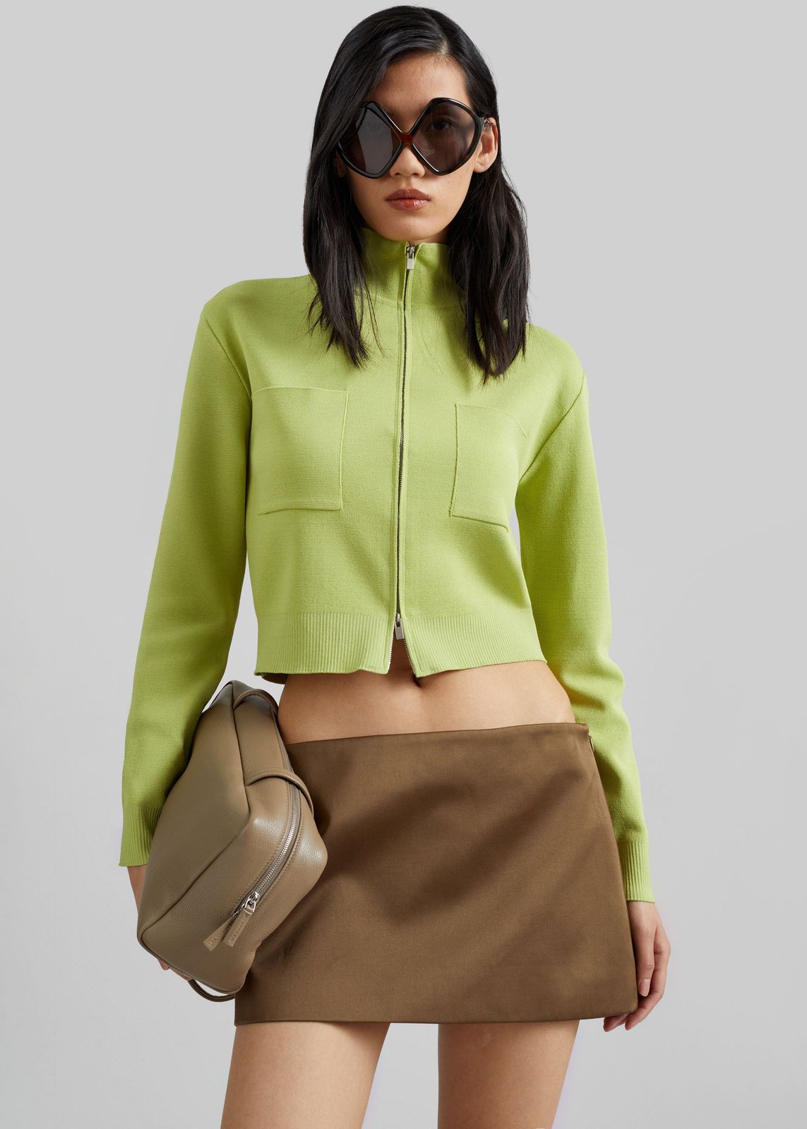 Juilly Knit Zip Cardigan - Lime