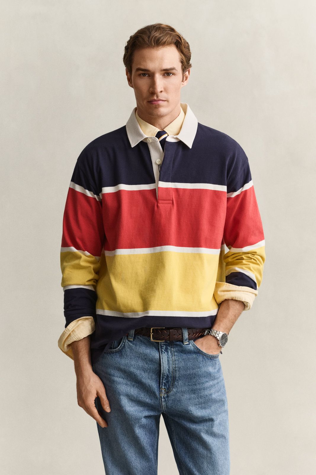 Relaxed Striped Rugger - EVENING BLUE