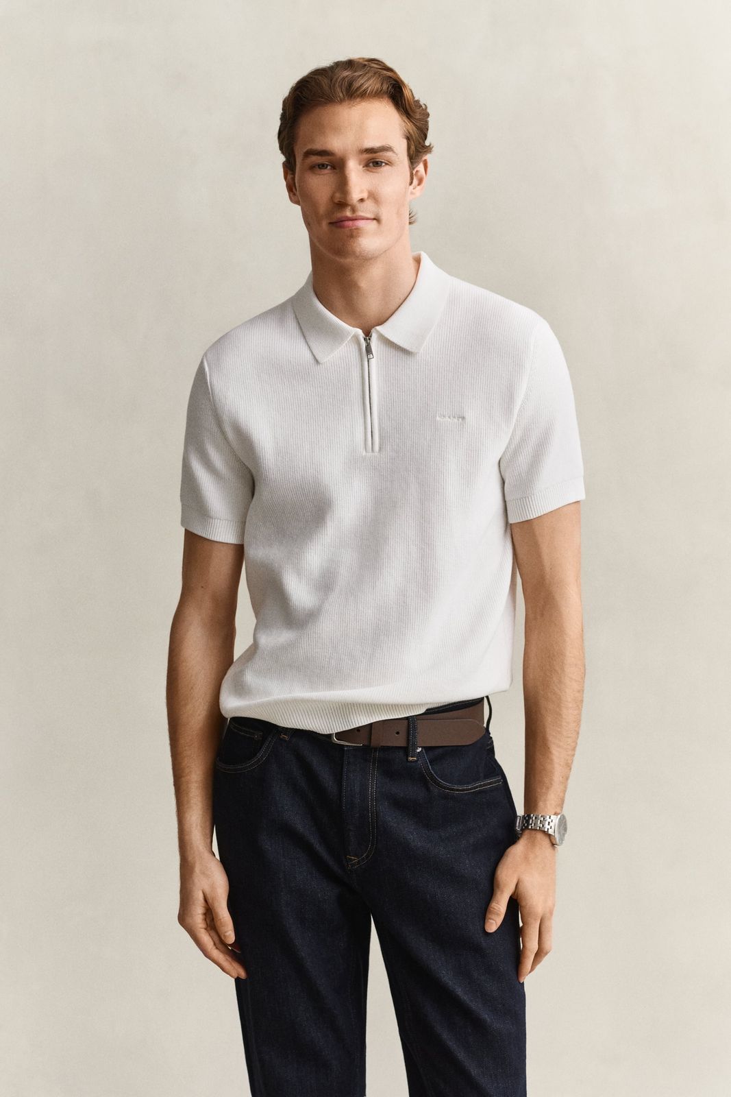 Ribbed Cotton Polo Sweater - SURPLUS MINT