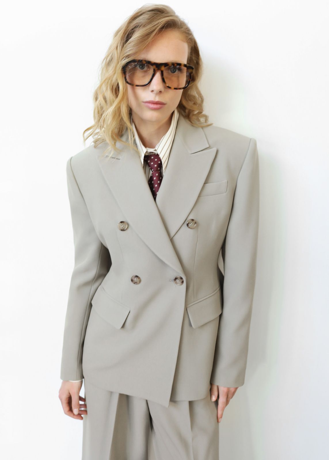 Dina Double Breasted Blazer - Light Taupe