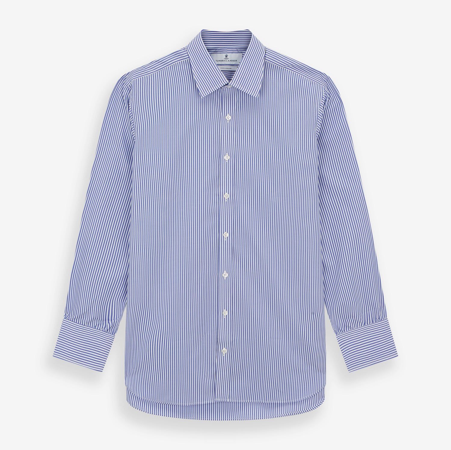 Blue Bengal Stripe Shirt With T&a Collar And 3-button Cuffs