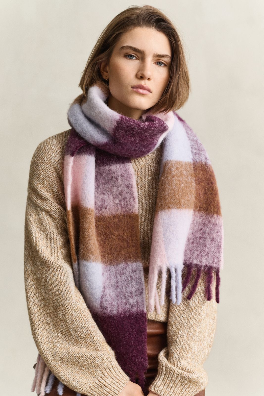 Checked Alpaca Wool Scarf - MULTICOLOR