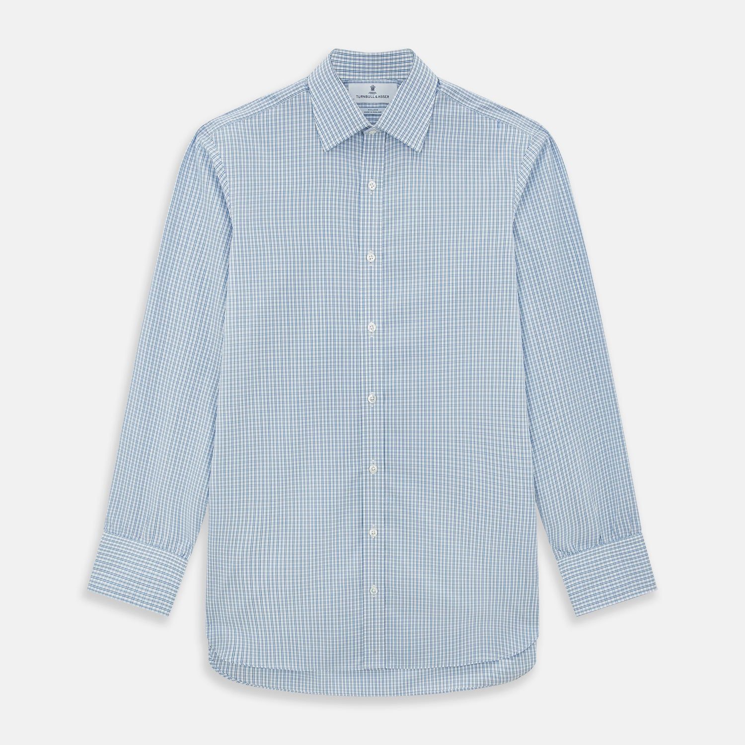 Sky Blue Micro Graph Check Mayfair Shirt