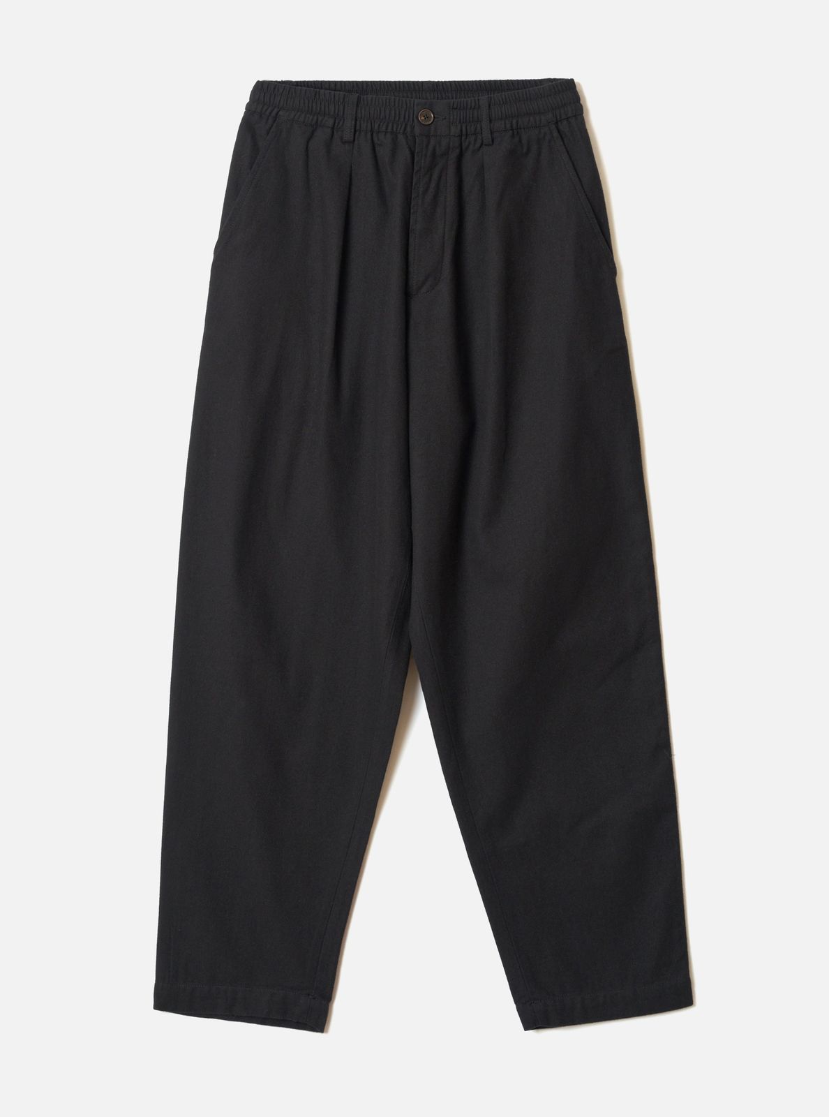 Black Brushed Moleskin Pleated Track Pant