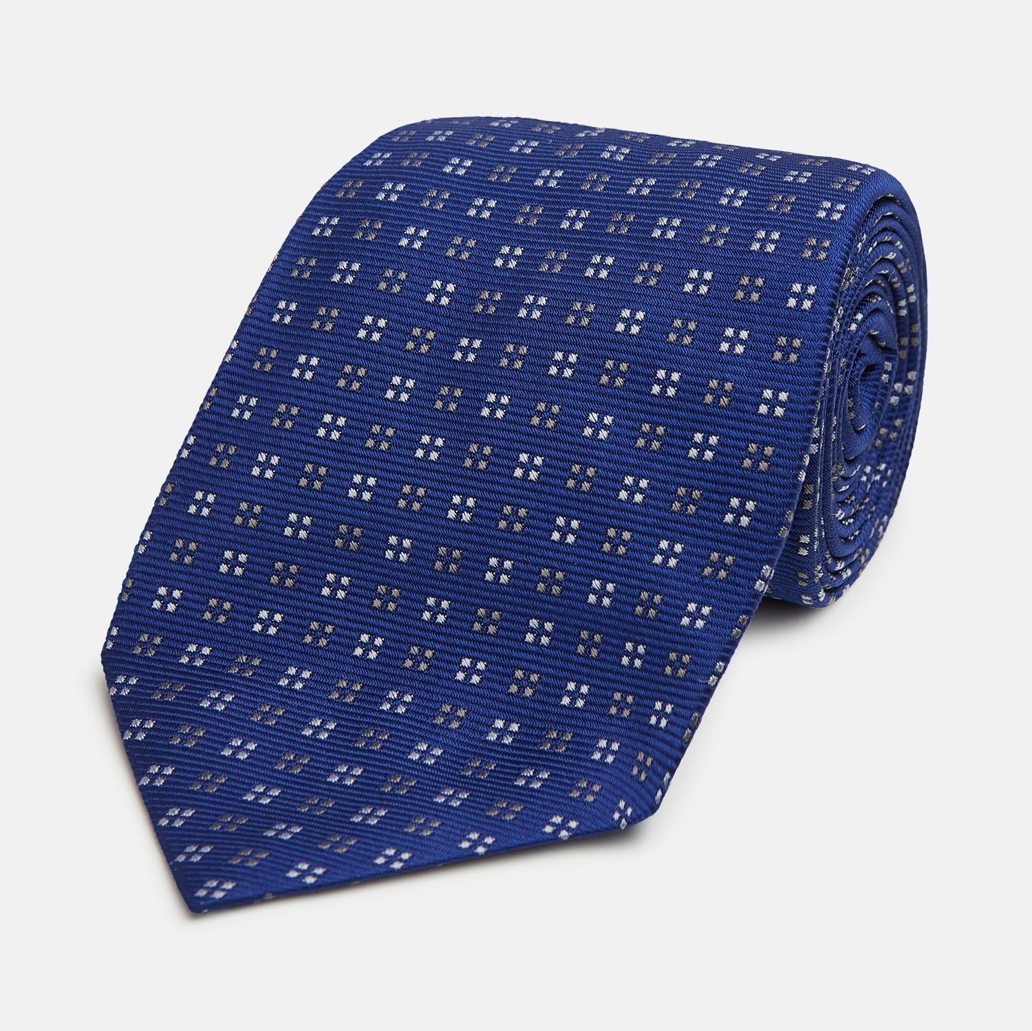 Blue And Brown Multi Dot Silk Tie