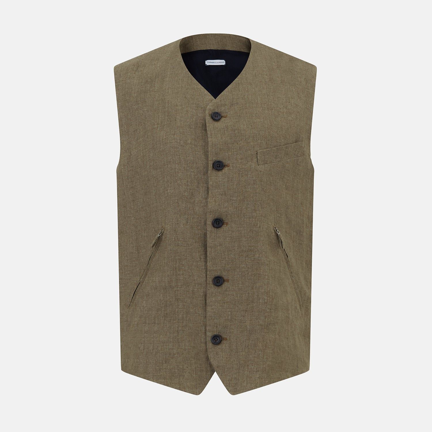 Olive Linen Twill Waistcoat