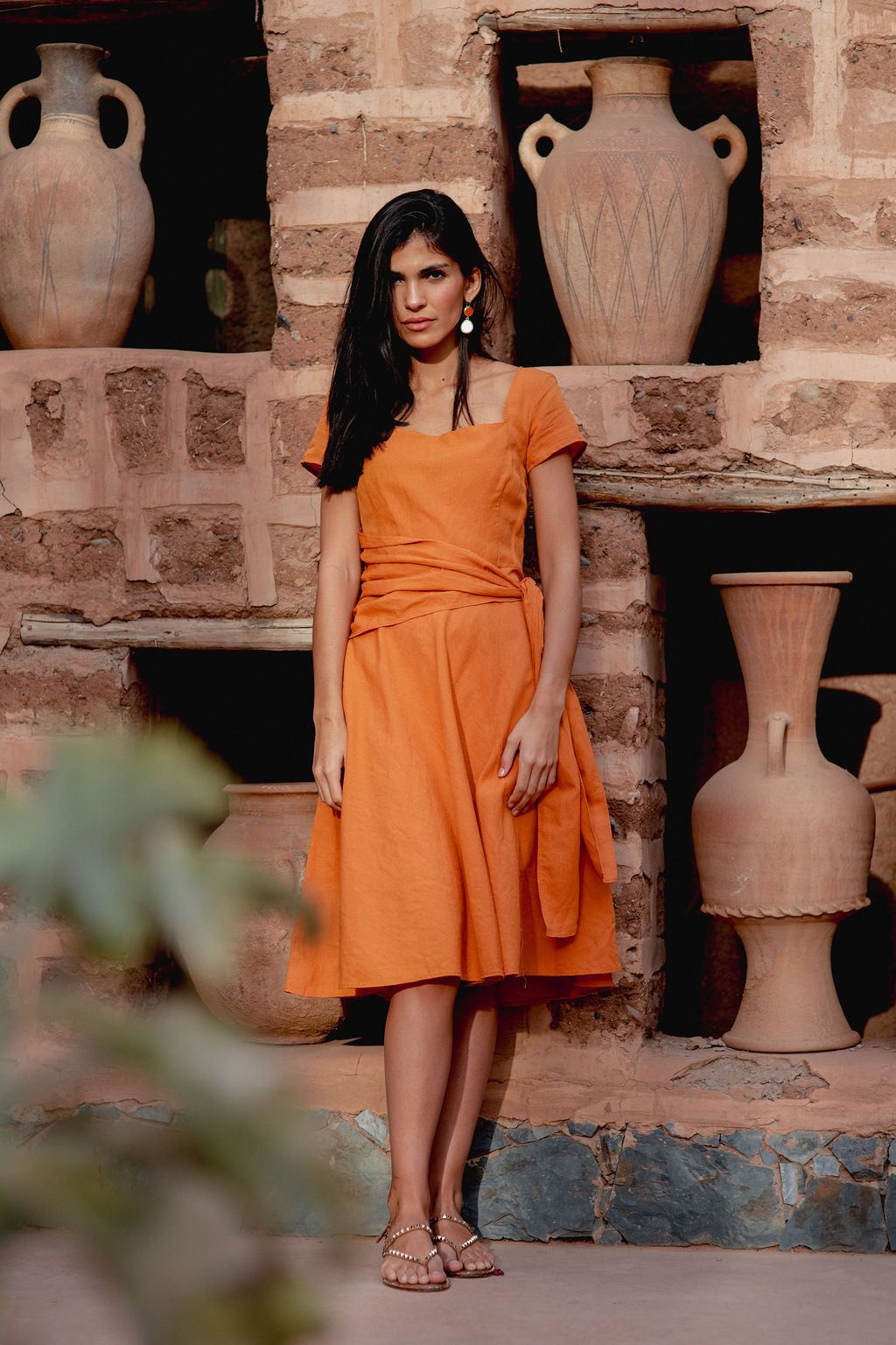 The Kōr Tied Dress In Linen & Cotton