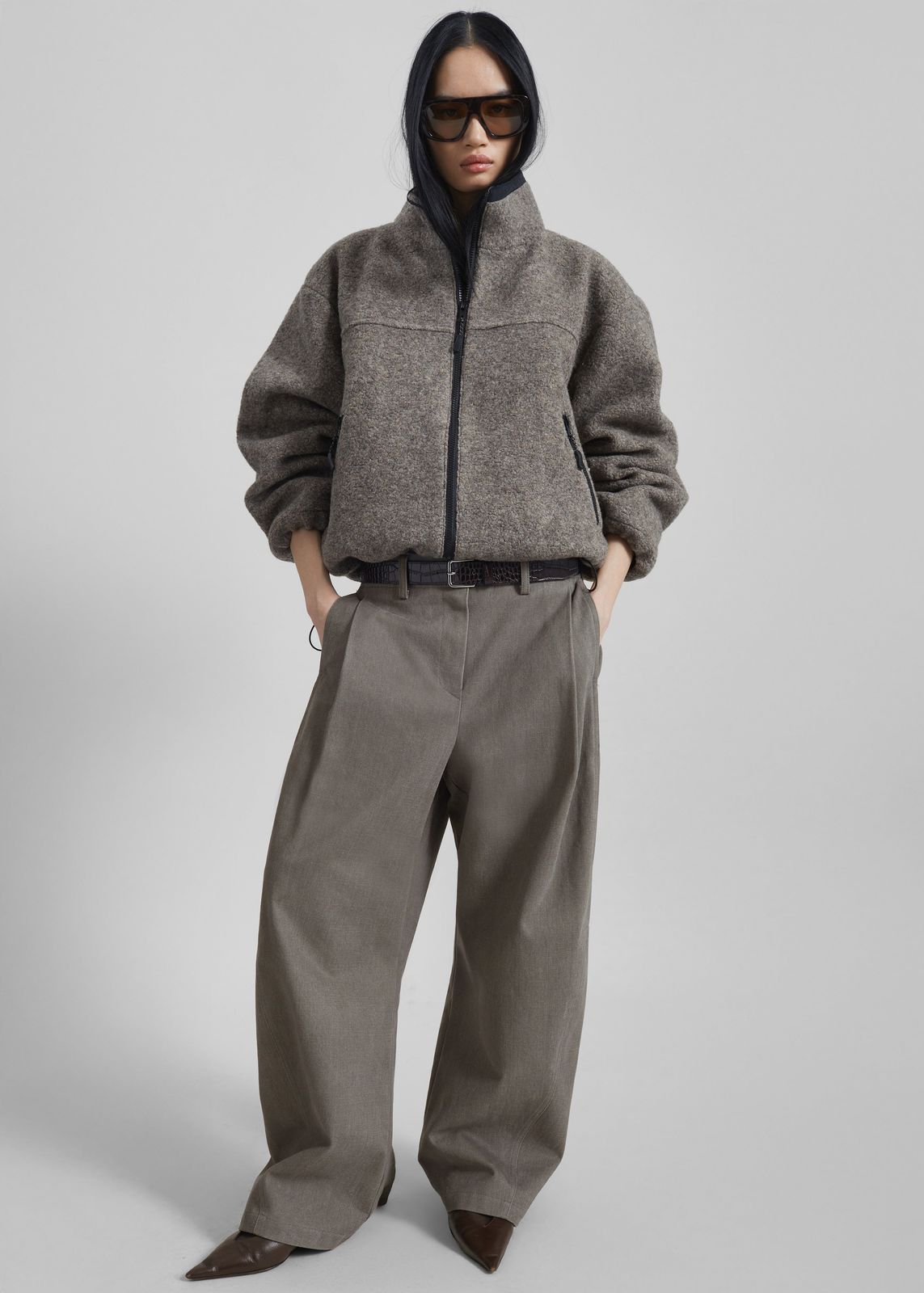 Vora Barrel Leg Pants - Grey