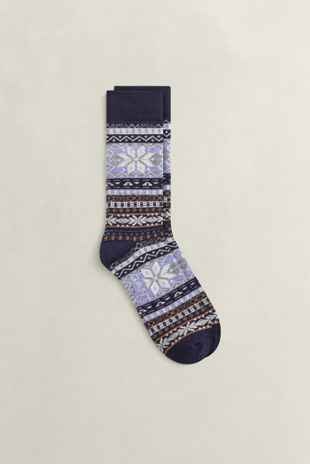 Fair Isle Patterned Socks - Dark Navy Melange