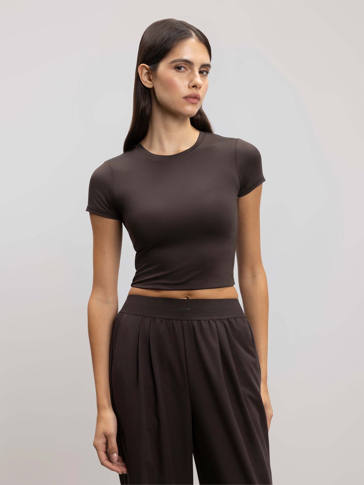 Womens Double Layered T-Shirt in Brown