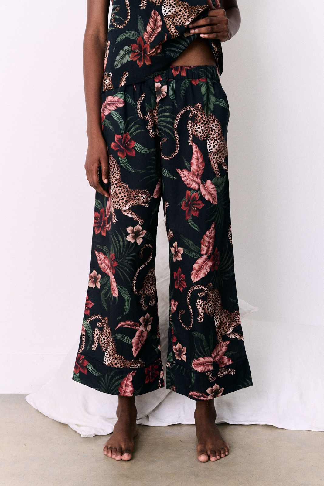 Wide Leg Pyjama Trousers Soleia Leopard Print Multi