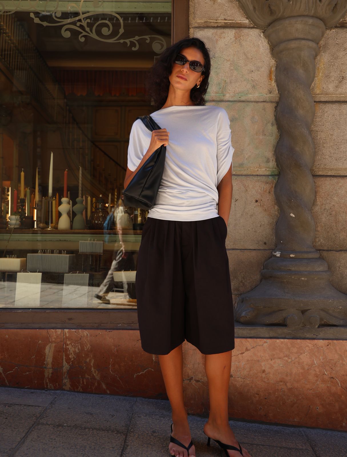 Mika Drape Tee In Icy Blue