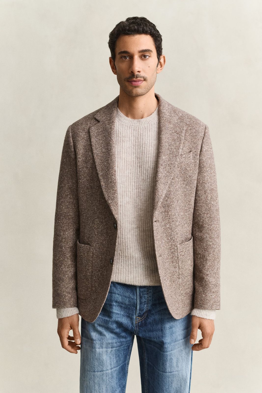 Wool Silk Jersey Blazer - Clay Beige