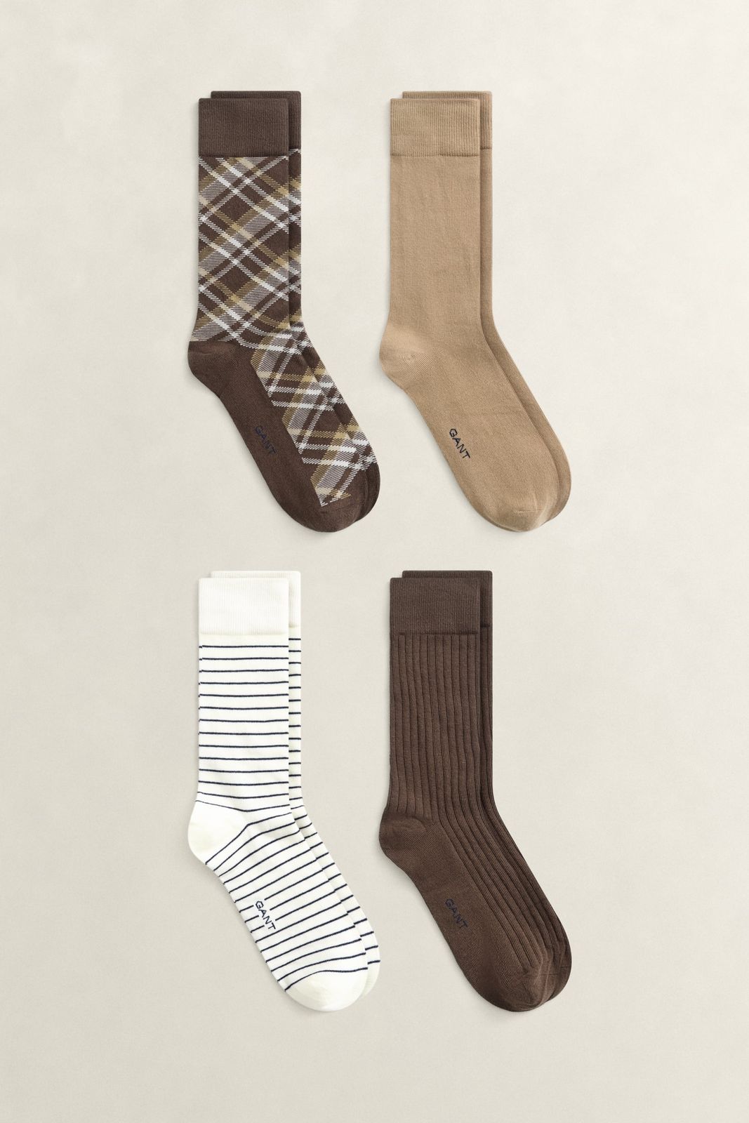 4-pack Checked Socks Gift Box - Shadow Brown